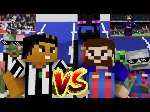 Monster School: CR7-RONALDO FC.JUVENTUS vs M10-MESSI FC.BARCELONA 2018 – Minecraft Animation