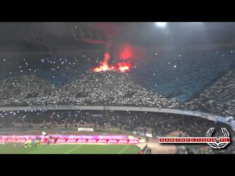 Napoli – Juventus tifosi. Curva B (vesuvio) and Curva A entering the game. 3.01.2013