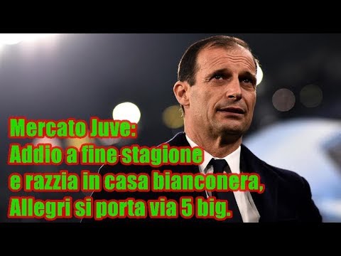 Mercato Juve: Addio a fine stagione e razzia in casa bianconera, Allegri si porta via 5 big.